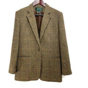 Lauren Ralph Lauren Brown Wool Plaid Tweed Blazer